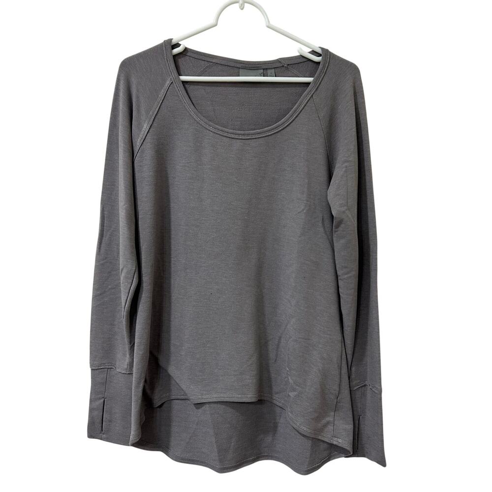 Athleta Womens Size Medium Gray Long Sleeve Top Active Yoga Thumb Holes